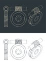 Archimedes worm and involute gear blueprints Royalty Free Stock Photo