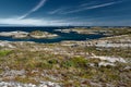 Archipelag view of the coastal granite mountains and high ground of the Trondelag island Hitra, Froya, Fosen. The Norwegian North