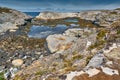 Archipelag view of the Norwegian North sea bay. Hitra island.