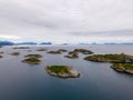 Aerial photo with drone over coast area with many little islands