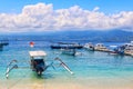 Archipelago fishing boats Beautiful scenery of fishing boats anchored in the port of the archipelago marching with the Indonesian