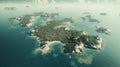 Aerial View Of Archipelago With Flat Duotone Color Scheme