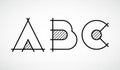 Architech graphic linear font with letters abc Royalty Free Stock Photo