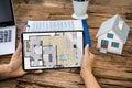Digital Tablet With Floor Plan Royalty Free Stock Photo