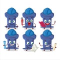 architect blue push pin cute mascot character with pliers