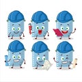 architect blue sticky notes cute mascot character with pliers