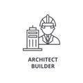 Architect builder vector line icon, sign, illustration on background, editable strokes