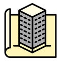 Architect building project icon, outline style Royalty Free Stock Photo