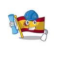 Architect character spain flag is stored cartoon drawer