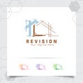 Architect construction logo design concept of architectural sketch of the house. Property logo icon for contractor and real estate Royalty Free Stock Photo