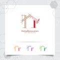 Architect construction logo design concept of architectural sketch of the house. Property logo icon for contractor and real estate Royalty Free Stock Photo