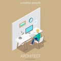 Architect designer artist workplace vector isometric interior