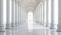 Architect detail of white columns and cloister. AI generated