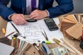 Architect develop a plan house with working tools Royalty Free Stock Photo