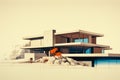 Architectural Drawing. House on the beach Royalty Free Stock Photo