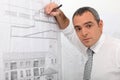 An architect drawing a plan Royalty Free Stock Photo