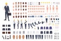 Architect or engineer constructor or DIY kit. Collection of male cartoon character body parts, facial expressions