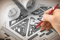 Architect or engineer planning a new town - public housing concept Royalty Free Stock Photo