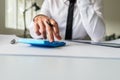 Architect or engineer sitting at his office desk working Royalty Free Stock Photo