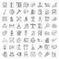 Architect equipment icons set, outline style