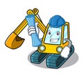 Architect excavator character cartoon style