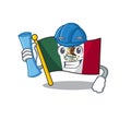 Architect flag mexico character in mascot shaped
