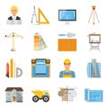 Architect Flat Colored Icons Collection Royalty Free Stock Photo