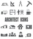 Architect Flat icon set - EPS 10 Royalty Free Stock Photo