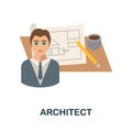 Architect flat icon. Colored element sign from creative professions collection. Flat Architect icon sign for web design Royalty Free Stock Photo