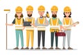 Architect, foreman, engineering construction worker in different characte