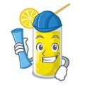 Architect glass fresh lemon juice on mascot Royalty Free Stock Photo