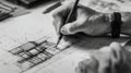 Architect Hand Drawing Construction Blueprints Royalty Free Stock Photo