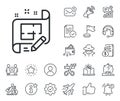 Architect line icon. Engineering plan sign. Salaryman, gender equality and alert bell. Vector