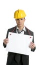 Architect lost job asking for work, copy space Royalty Free Stock Photo