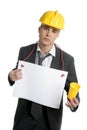 Architect lost job asking for work, copy space Royalty Free Stock Photo