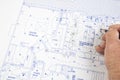 Architect making changes to plans