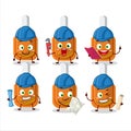 architect orange correction pen cute mascot character with pliers