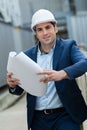 Architect outdoors working construction site concept Royalty Free Stock Photo