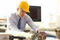 Architect Plan Building Reconstruction Project Royalty Free Stock Photo