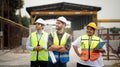 Architect portrait construction supervisor and construction engineer working on a construction