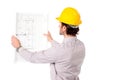 Architect reviewing building plan Royalty Free Stock Photo