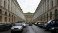 Architect Rossi Street, rear facade of the Alexandrinsky Theater in the perspective, early evening, St. Petersburg, Russia