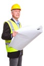 Architect with site drawings cut out Royalty Free Stock Photo