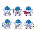 architect star blue gummy candy E cute mascot character with pliers