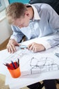 Architect studying the project Royalty Free Stock Photo