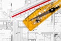Architect tools and project Royalty Free Stock Photo