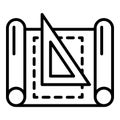 Architect triangle paper icon, outline style