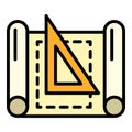 Architect triangle paper icon, outline style