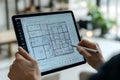 Digital Blueprint Design on Tablet