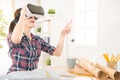 Architect woman experience VR glasses